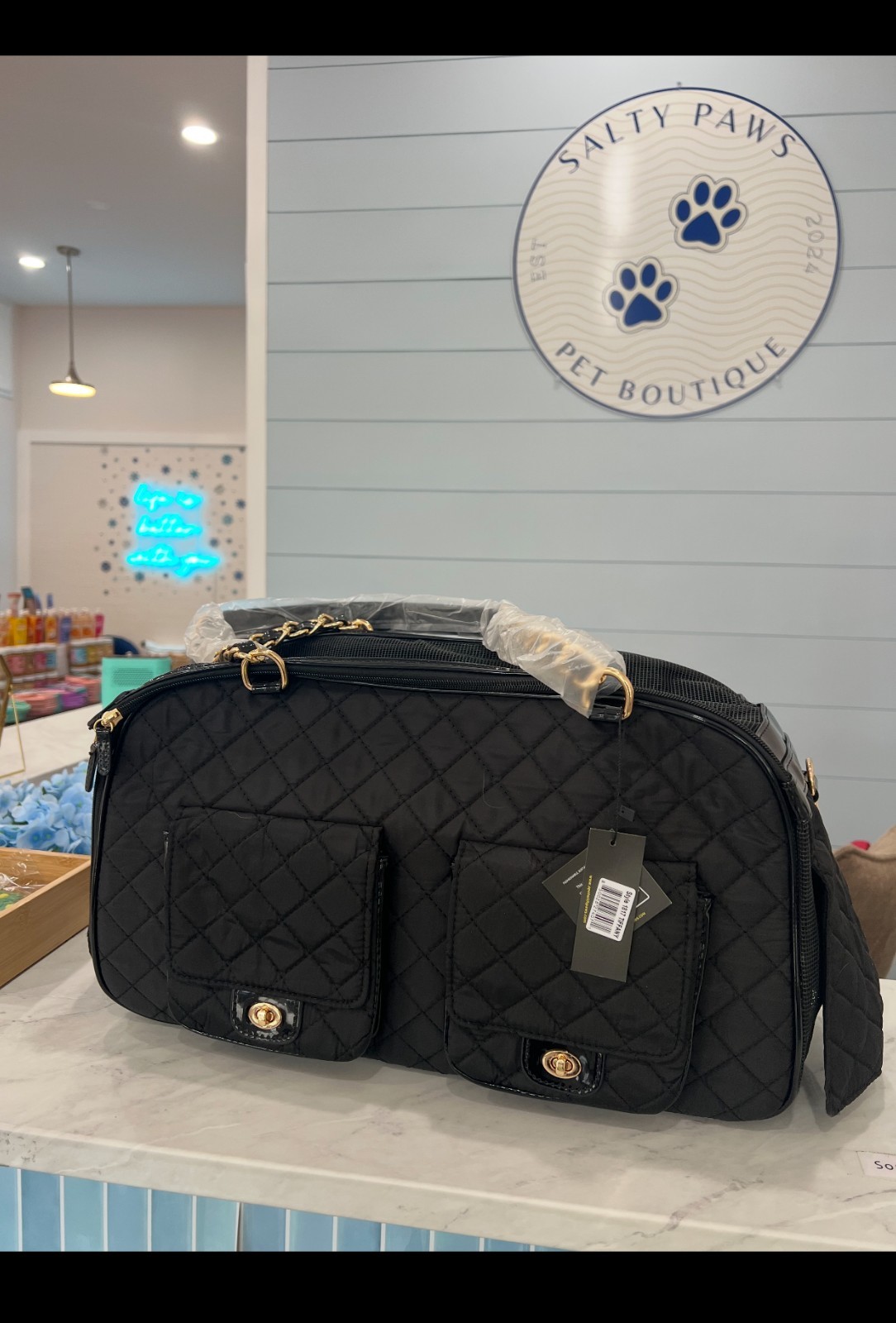 DESIGNER Small Pet Carrier - NEW w Tags~TSA Approved~ FREE SHIPPING 18" BLACK