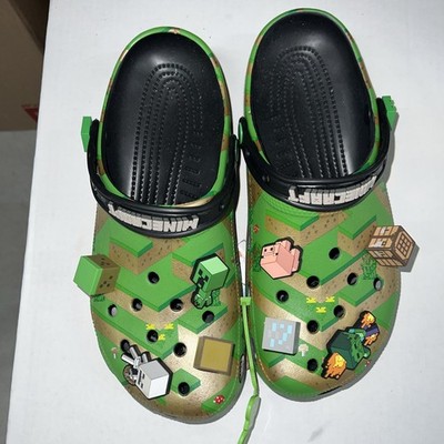 Crocs x Minecraft Elevated Clog Green Brown With Jibbitz Size M10/W12 New