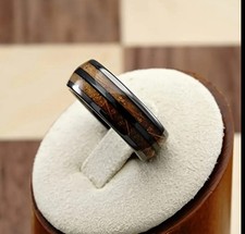 Size 13 Luxury High Quality Stainless Steel Wood Grain Inlay Fashion Men's Ring