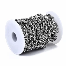 1 Roll Byzantine Chains Stainless Steel w/ Spool Unwelded Silver Jewelry Making