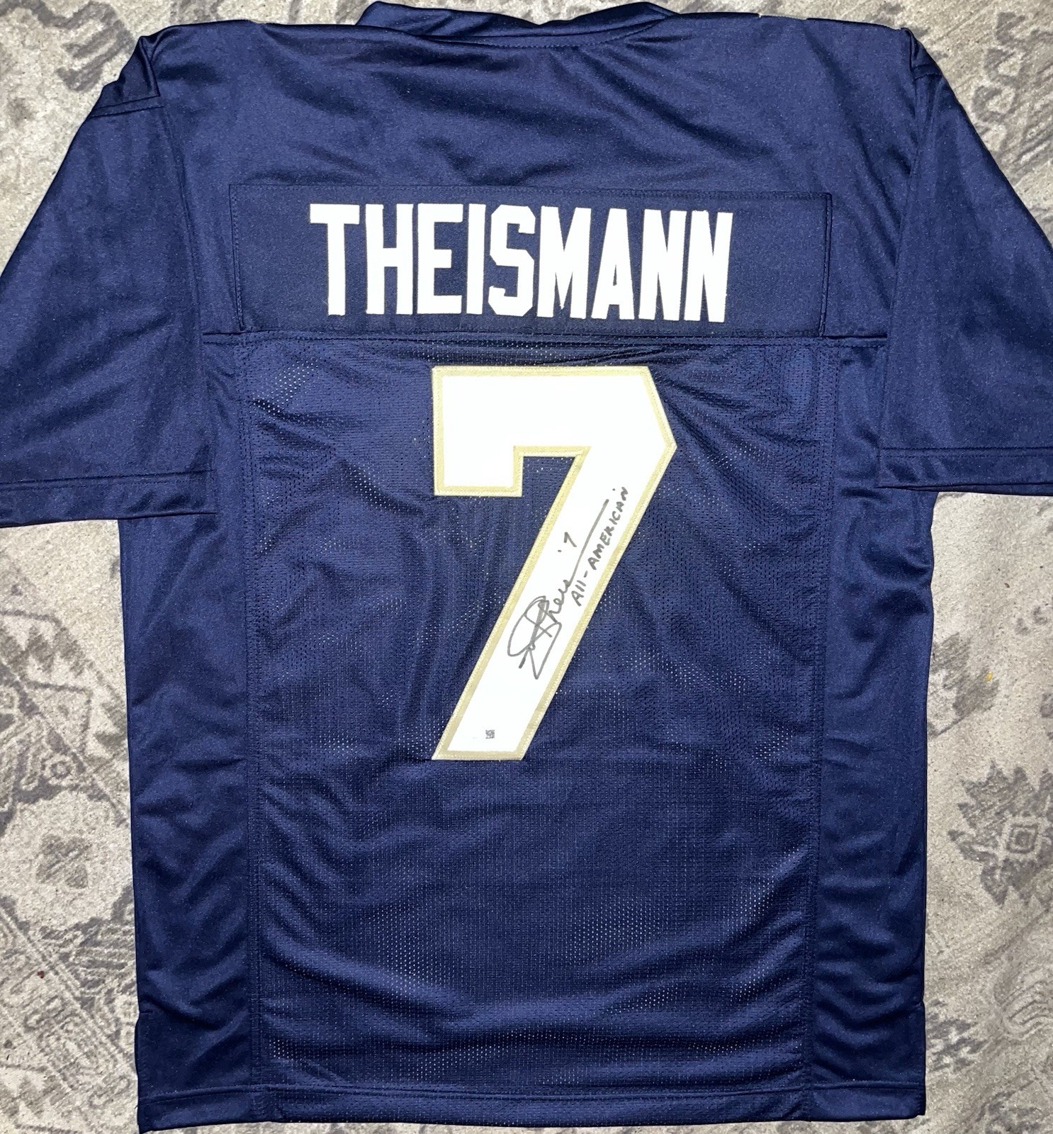 Joe Theismann Autographed Signed Notre Dame Fighting Irish Custom Notre Dame Irish Jersey AA Insc JSA WITNESS COA 