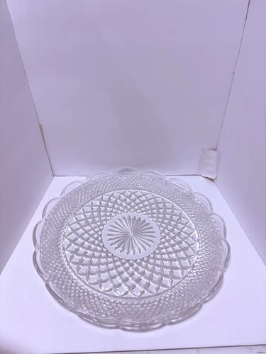 Vintage Anchor Hocking Wexford clear glass torte plate or serving platter 14inch