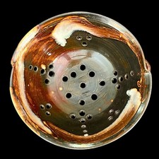 Studio Pottery Colander Berry Bowl Ceramic Handmade 9” Strainer