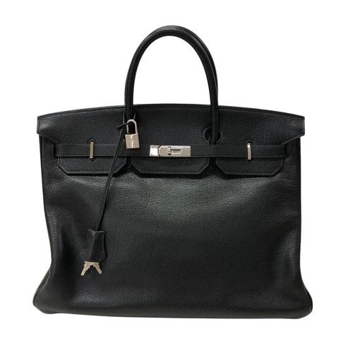 HERMES Birkin 40 Black Handbag F Stamp #OKB383