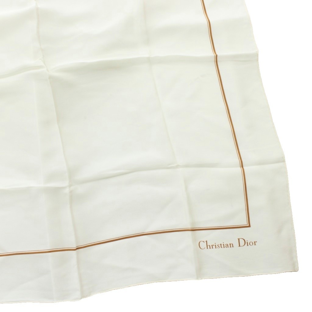 Christian Dior Scarf Logo Print Silk White Brown /Ku Women'S Authentic thumbnail 5