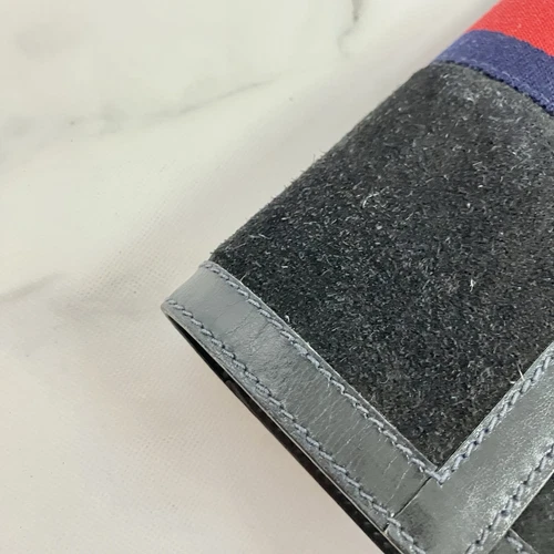 Auténtico bolso clutch GUCCI línea jerez gamuza azul marino - Imagen 21 de 24