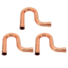 7/8" ID P-Trap Pipe Fittings 3Pcs Sweat Copper Pipe Welding Solder Connection
