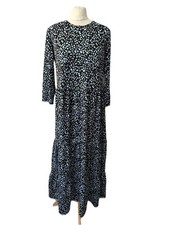 Tu Maternity Dress Size 12 Long Sleeve Black Mix Midi Women’s 