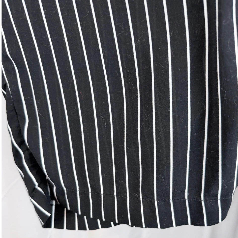 Pantalón Plisado Forever 21 Contemporáneo Negro Blanco Rayas Pierna Ancha Pequeño - Imagen 4 de 4