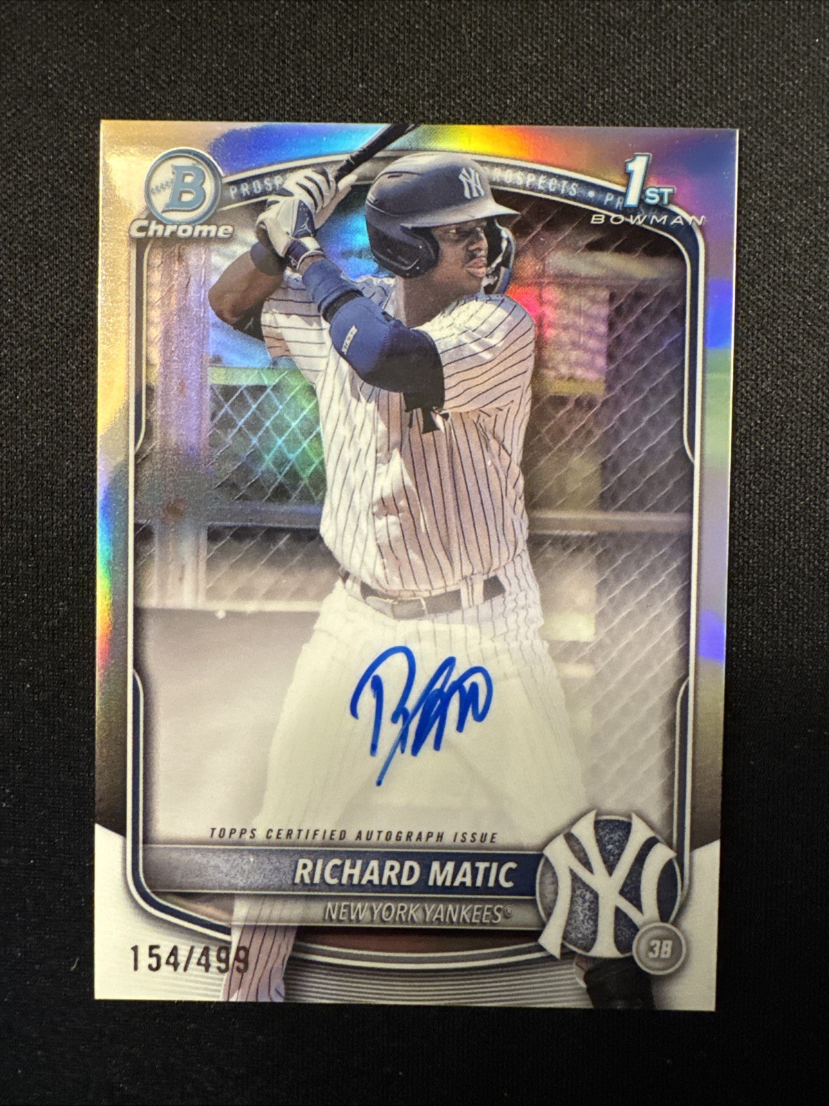 2025 Bowman Chrome 1st Richard Matic Auto Refractor /499 Yankees CPA-RM