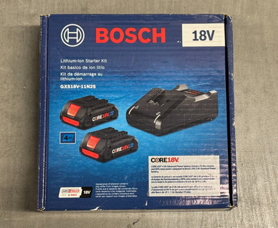 BOSCH 18V 4ah (2-Pack) Battery Starter Kit - GXS18V-11N25 - SHIPS FREE