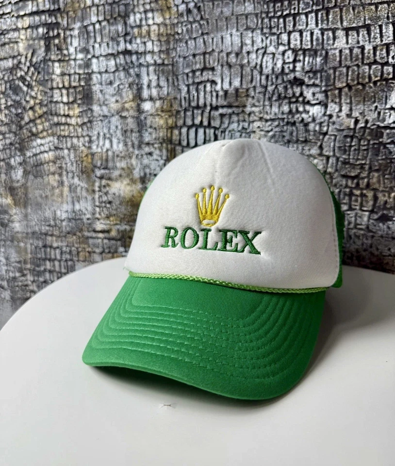 Vintage 90s Rolex Hat Cap - Rare Green Embroidered Cotton Strapback - Image 2 of 4