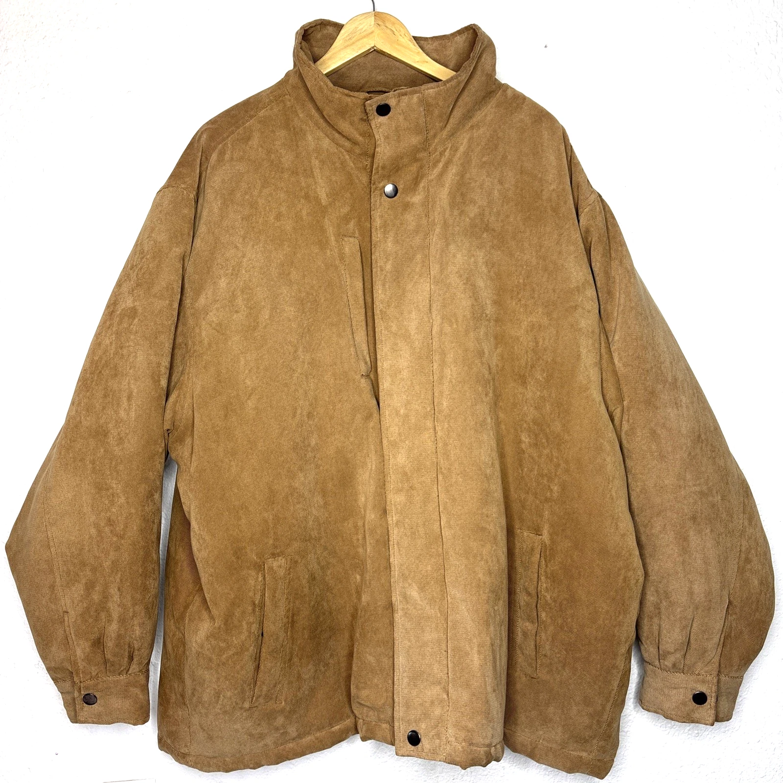 PGA Tour Originals Golf Jacket Tan Snap Front Barn Jacket Quilted Lining XXL