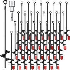 Chumia 12 Pcs 18 Inch Ground Anchor Spiral Blade Heavy Duty Earth Anchors for...