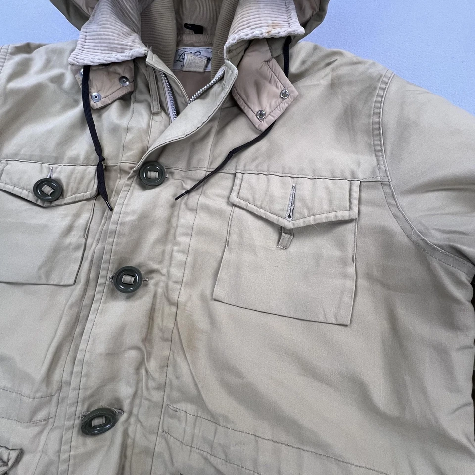 Vintage LL Bean Jacket Mens Large Tan Hooded Insulated Parka Style 1541 70s - Image 3 of 4