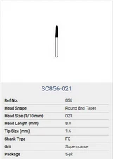 Kerr NTI Diamond SuperCoarse FG Round End Taper 856 5/pk SC856-021