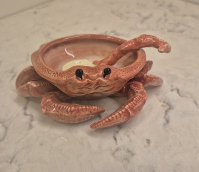 Fitz Floyd Ceramic Crab Dip Sauce Bowl Dish Shell Spoon Nautical Ocean