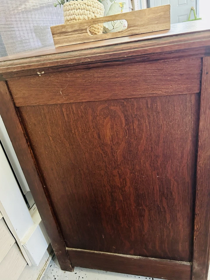 Antigua cómoda victoriana de roble tigre serpentina/cómoda sin espejo Foto 4 de 4