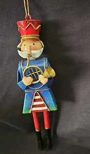 Vintage Metal Soldier Playing Horn  Ornment