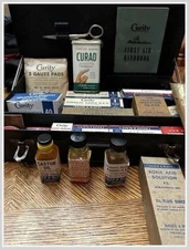 Curity Safeguard First Aid Kit NOS Parts 1950s Gauze & Bandages Steel Case