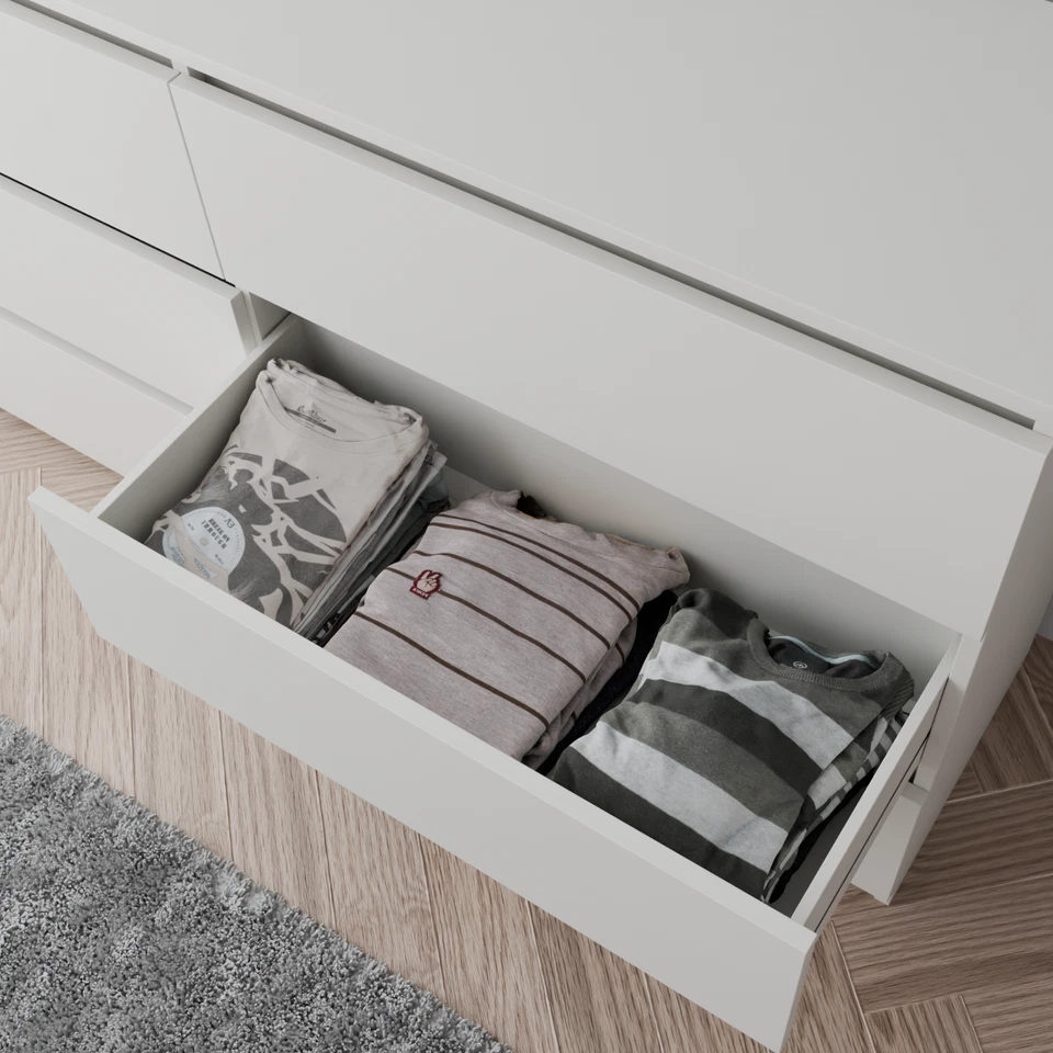 Kommode Schubladenschrank 119x77x34 cm, weiß matt, 6 Schubladen, viel Stauraum - Bild 4 von 4