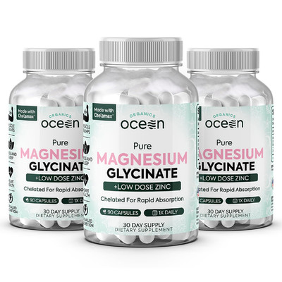 Organics Ocean Pure Magnesium Glycinate with Zinc - Maximum Strength Chelated Ma