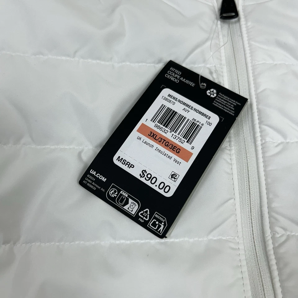 Under Armour UA Launch Insulated Vest Mens Size 3XL 1380870 White Full-Zip $90 - Image 2 of 4