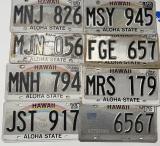 Lot Of 8 Hawaii License Plates Aloha State Rainbow Expired 2 Years