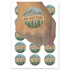 Go Outside Mountains Trees Nature Temporary Tattoo Fake Body Art