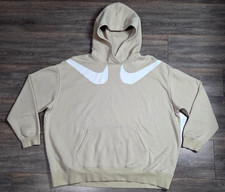 Nike Double Swoosh Hoodie Women's - XL Tan Oversized Fleece Pullover DR1699-206