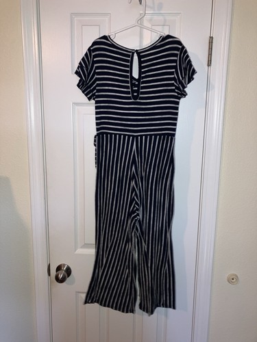 Girls Knitworks Sz 8 Jumpsuit, Navy W/white Stripes - Picture 4 of 6
