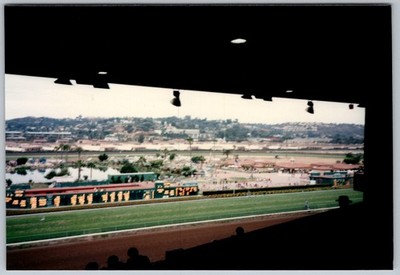 Vtg Color Snapshot Horse Racing Track View From Grandstand Scoreboard 1990s