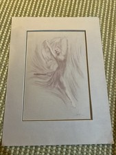 Original Pastellzeichnung der Ballerina Tänzerin signiert vom Künstler in Montierung