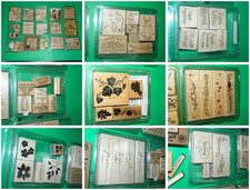 Large Mixed Lot of approx. 90 Stampin Up Rubber Stamps a Couple of Other brands