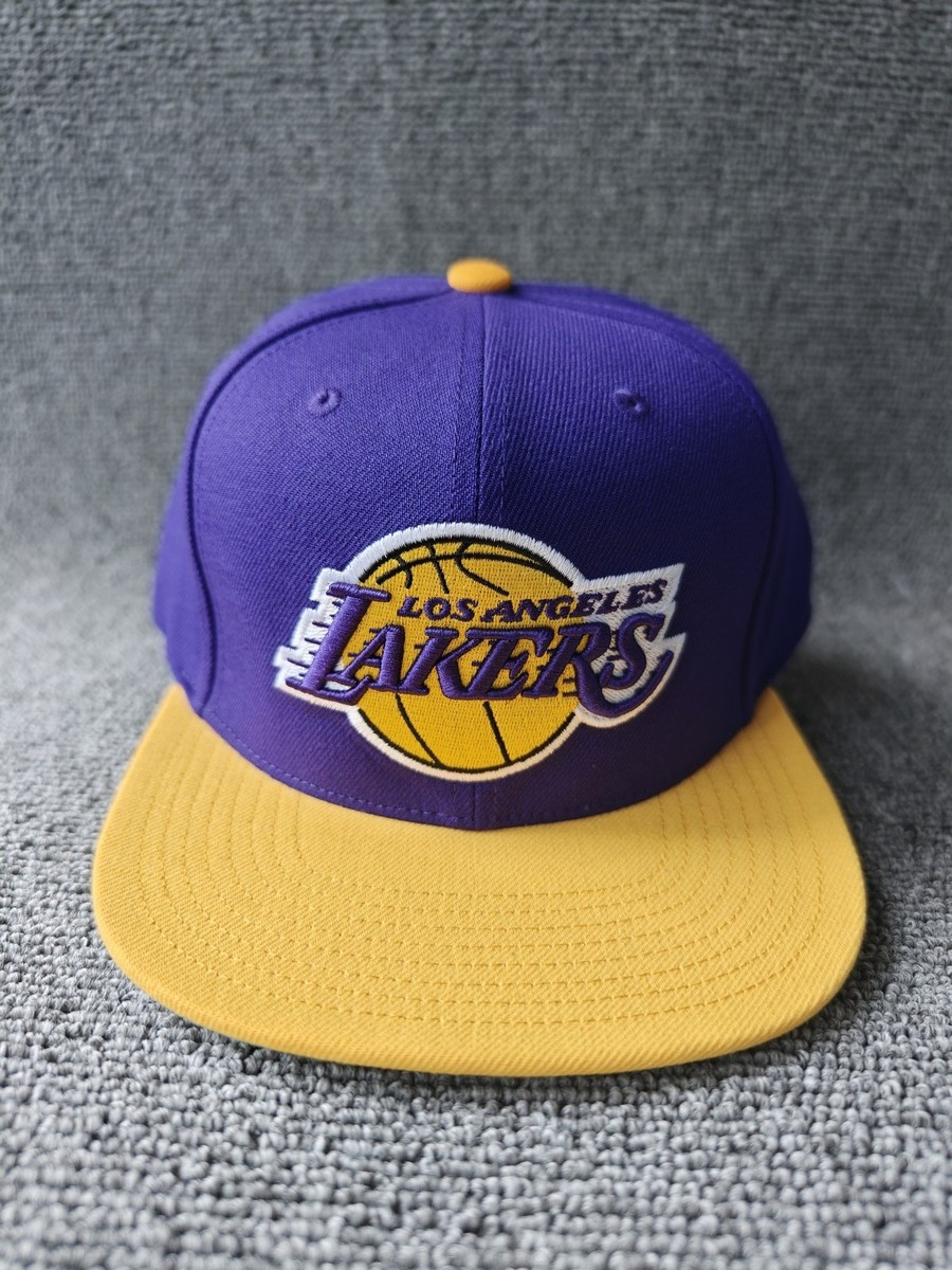 Mitchell & Ness Los Angeles Lakers Purple Yellow Snapback Hat Flat Brim