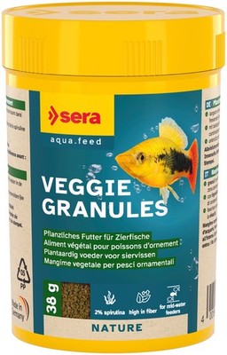 sera Veggie Granules | Fischfutter, Pflanzenfutter Aquarium | Granulat Süßwasser