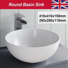 Round Counter Mounted Sink Countertop Basin White Ceramic Bathroom Sink