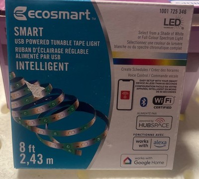 EcoSmart 8 ft. Smart USB Power Turnable Tape Light Powered by Hubspace