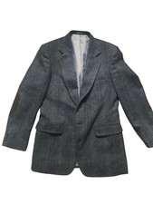 Haggar Mens Tweed Blazer Sport Coat Size 40R Wool Blend Corpcore Old Money Gray