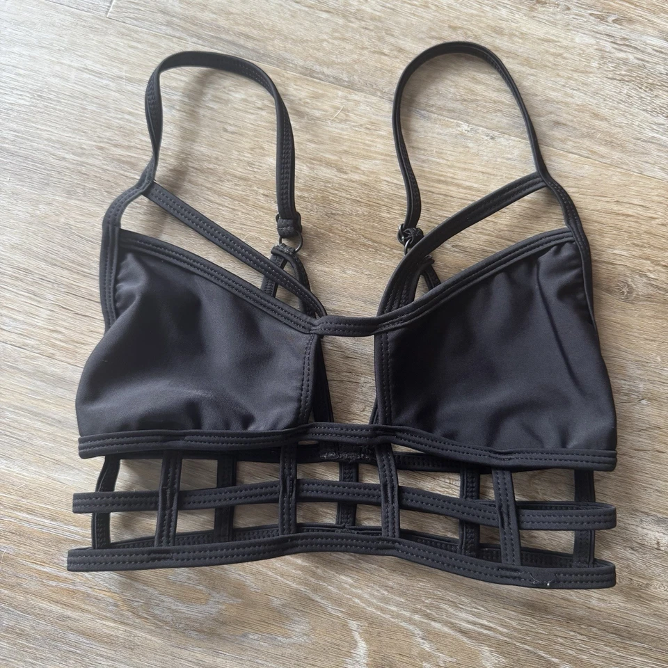 Top de bikini para mujer One Teaspoon XS Eagle Shadow bralette negro dos piezas playa Foto 3 de 4