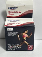 Equate Black Kinesiology Tape 20 Pre-Cut Strips 2"x5.4yd Athletic Support 2.02 per gallon