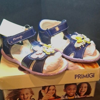 Primigi Blue Girls Sandals EU 25 Open Toe Hook & Loop Adjustable Flower