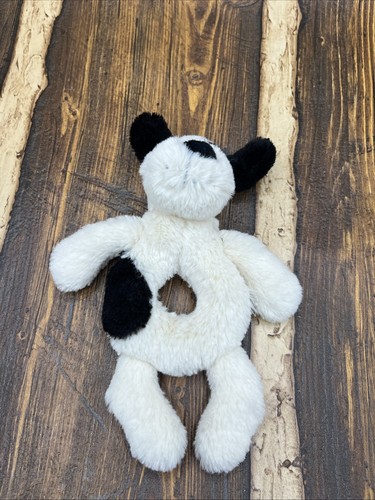 Jellycat Bashful Welpe Hund Ring Rassel Plüsch 7 Zoll cremeweiß schwarz ...