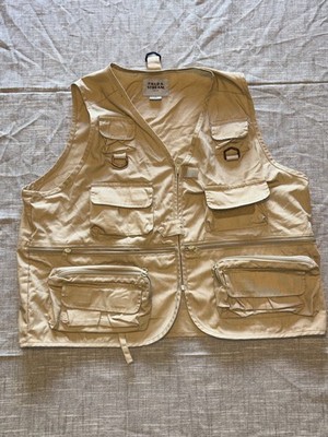 Field Stream Authentic Outdoor Fishing Vest Mens Large Tan Beige