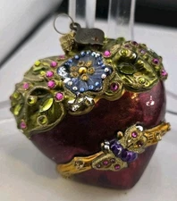 Rare Jay Strongwater Bejeweled Heart Shaped Butterfly Or Bee?  Ornament, READ 