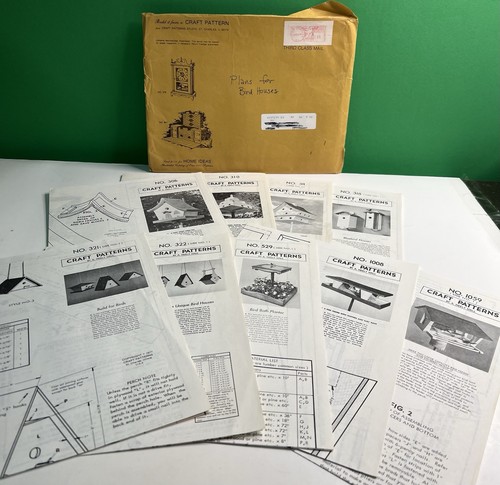Lot Of 9 Bird House Plans Full Size Craft Patterns Instructions Project List