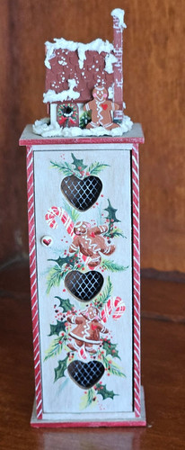 Karen Markland 2004 1: 12 Scale Christmas Cabinet with Gingerbread House, RARE