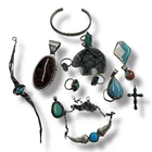 Vintage Native American Sterling Silver Jewelry Lot Rings Pendant Cuff 146g