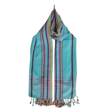 Kikoi Vibrant Gift 100 Cotton Ethnic Teal Tassels Scarf Beach Wrap Kenyan Made