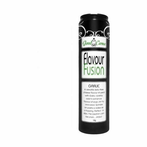 Flavour Fusion A versatile dairy free cheese flavour infused with Garlic: lavishly add to enhance flavour of soup, stir fry and salad. Sprinkle on pasta or bake as a topping. Perfect in dips, the creation can be yours. (0797776002986)